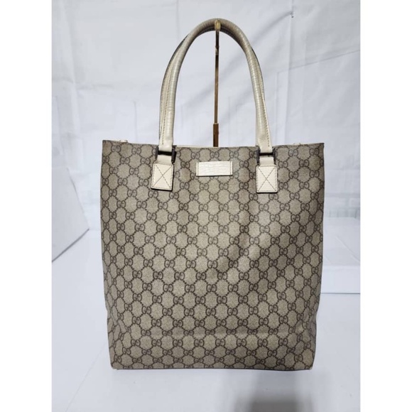 Authentic GUCCI GG Plus Monogram Small Vertical Tote Bag Off White/Beige - Picture 1 of 15